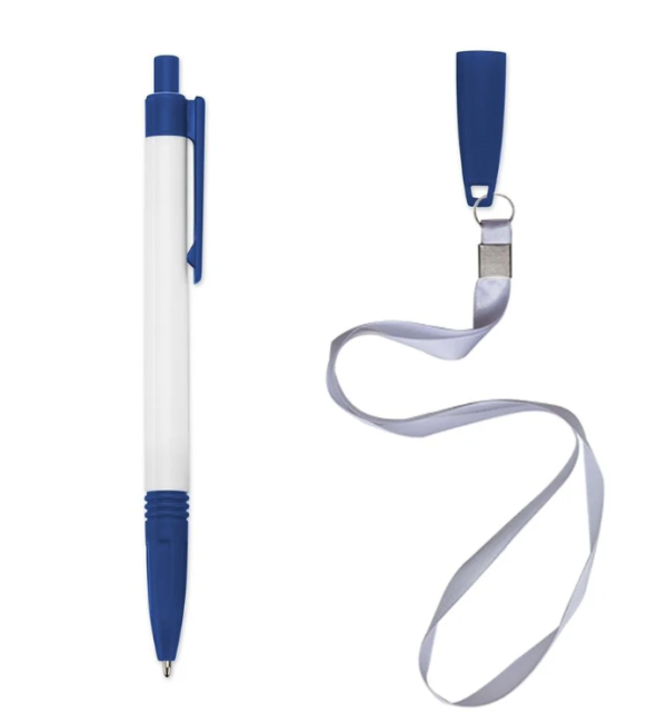 Caneta Plástica com Cordão Personalizada - Modelo Teteu
